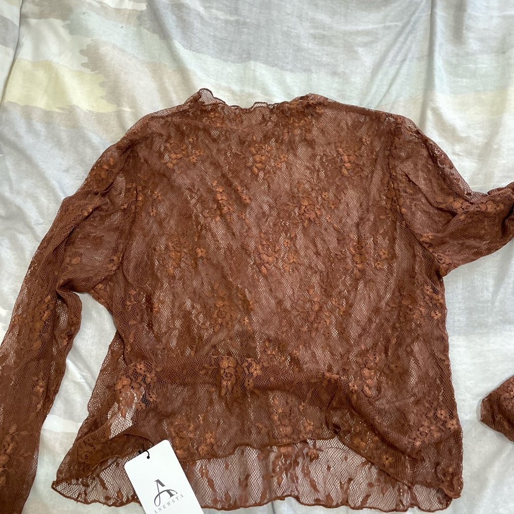 Elegant Brown Lace Top